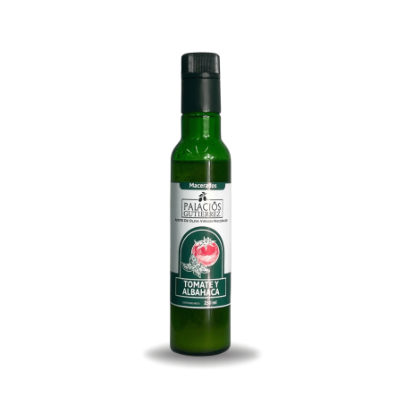 Aceite de Oliva Macerado con Tomate y Albahaca – 250 ml (Vidrio)