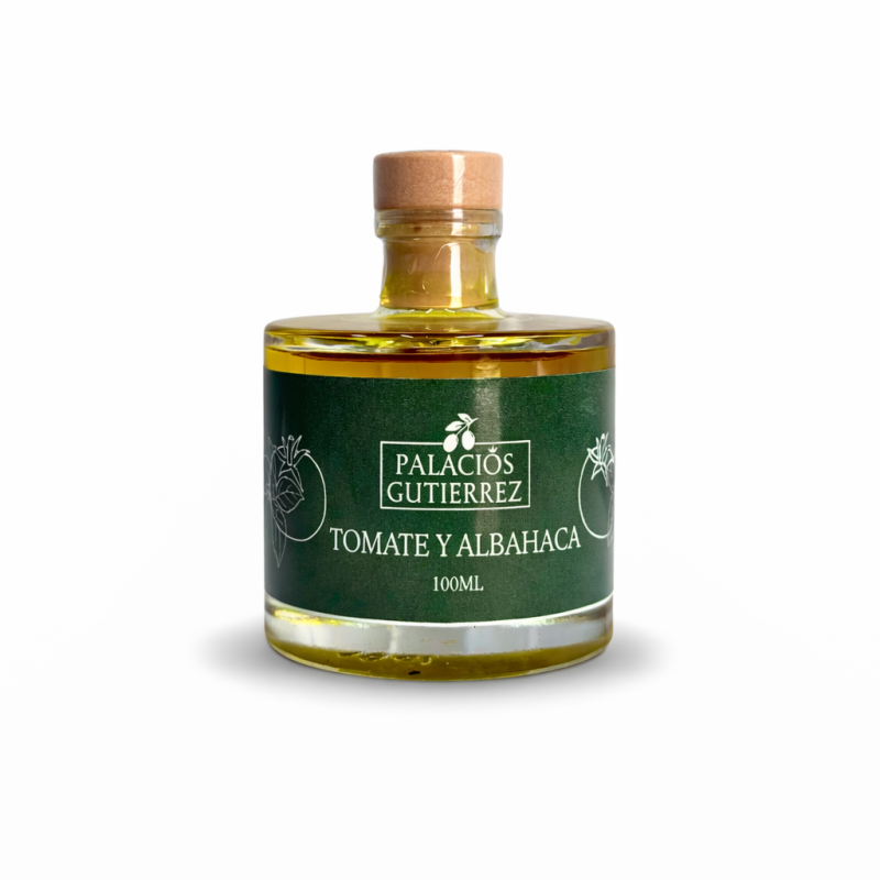 Aceite de Oliva Macerado con Tomate y Albahaca – 100 ml (Vidrio)