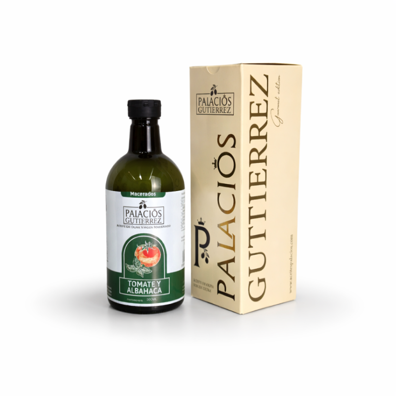 Aceite de Oliva Macerado con Tomate y Albahaca – 500 ml (Pet)