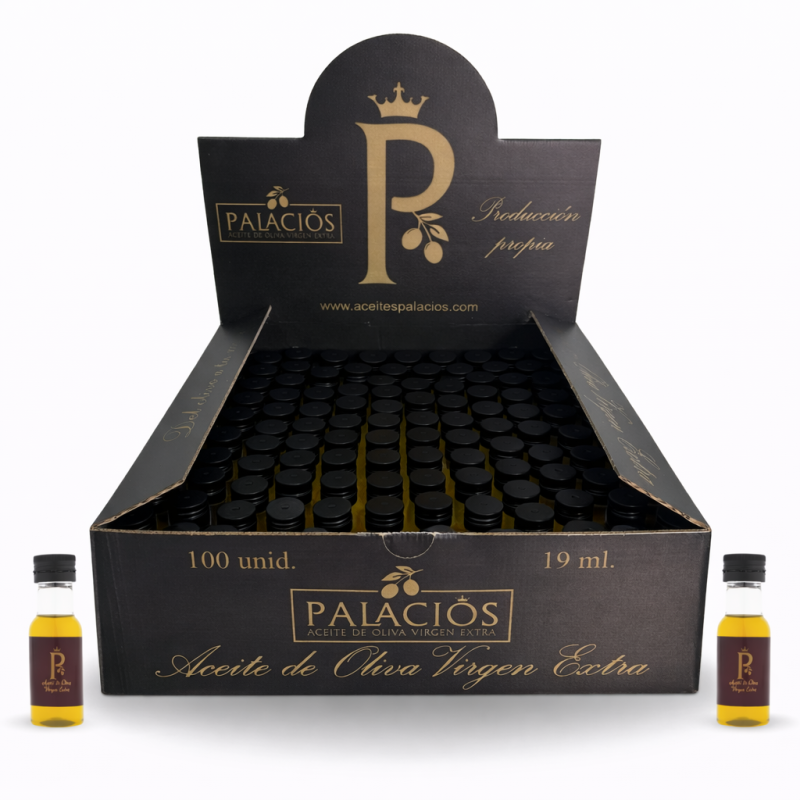 Aceite de Oliva Virgen Extra · Caja 100 Monodosis de 20 ml (Vidrio)
