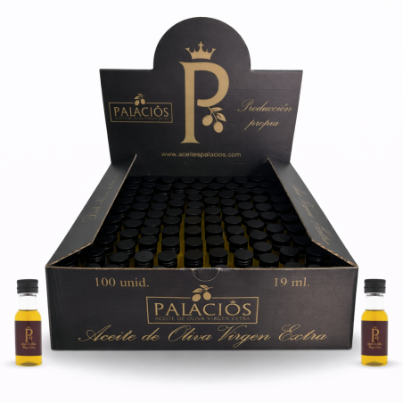 Aceite de Oliva Virgen Extra · Caja 100 Monodosis de 20 ml (Vidrio)