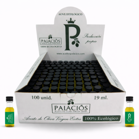 Aceite de Oliva Virgen Extra Ecológico · Caja 100 Monodosis de 20 ml (Vidrio)