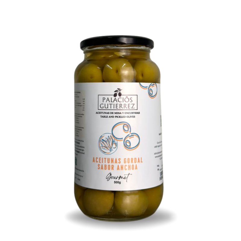 ACEITUNAS GORDAL SABOR ANCHOA 500 G - PALACIOS GUTIÉRREZ ACEITUNAS GORDAL SABOR ANCHOA 500 G - PALACIOS GUTIÉRREZ