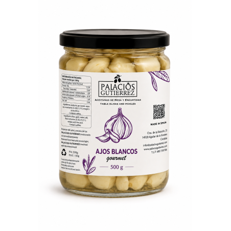 Ajos Blancos Gourmet – 500 g (Vidrio)