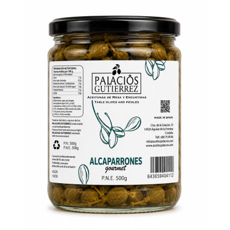 Alcaparrones Gourmet Palacios Gutiérrez – 500 g (Vidrio)