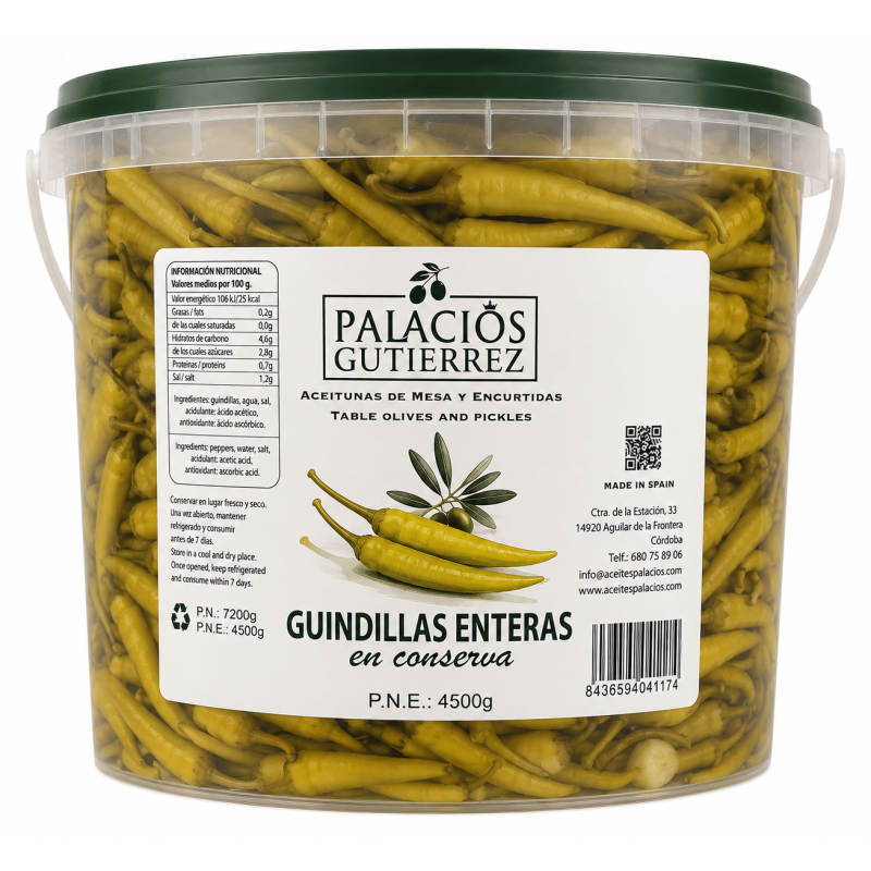 Guindillas enteras-4,5 kg Cubo ( Plástico) Guindillas enteras-4,5 kg Cubo ( Plástico)