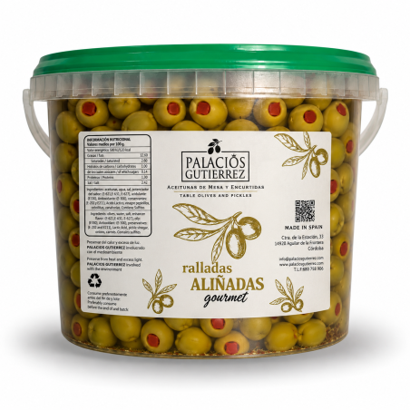 Aceitunas Rayadas Aliñadas – Cubo 4,5 kg (Plástico)