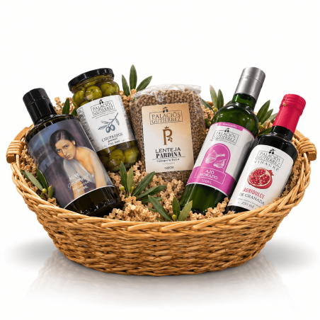 Pack Gourmet de Aceite, Vinagre, Lentejas y Aceitunas