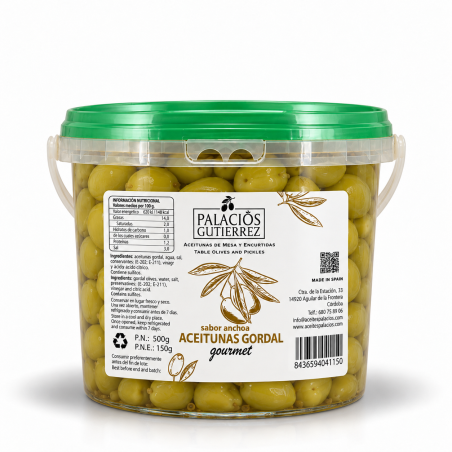 Aceitunas Gordal Sabor Anchoa – Cubo 4,5 kg ( Plástico)