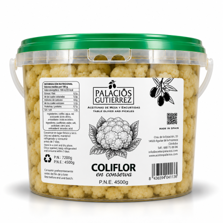 Coliflor en Conserva – Cubo 4,5 kg (Plástico)