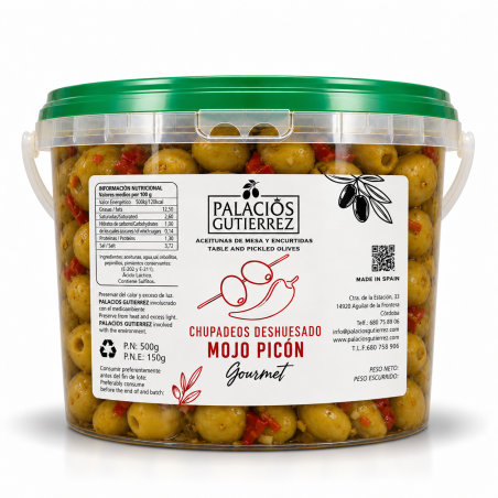 Aceitunas Chupadedos Deshuesadas Mojo Picón – Cubo 4,5 kg (Plástico)